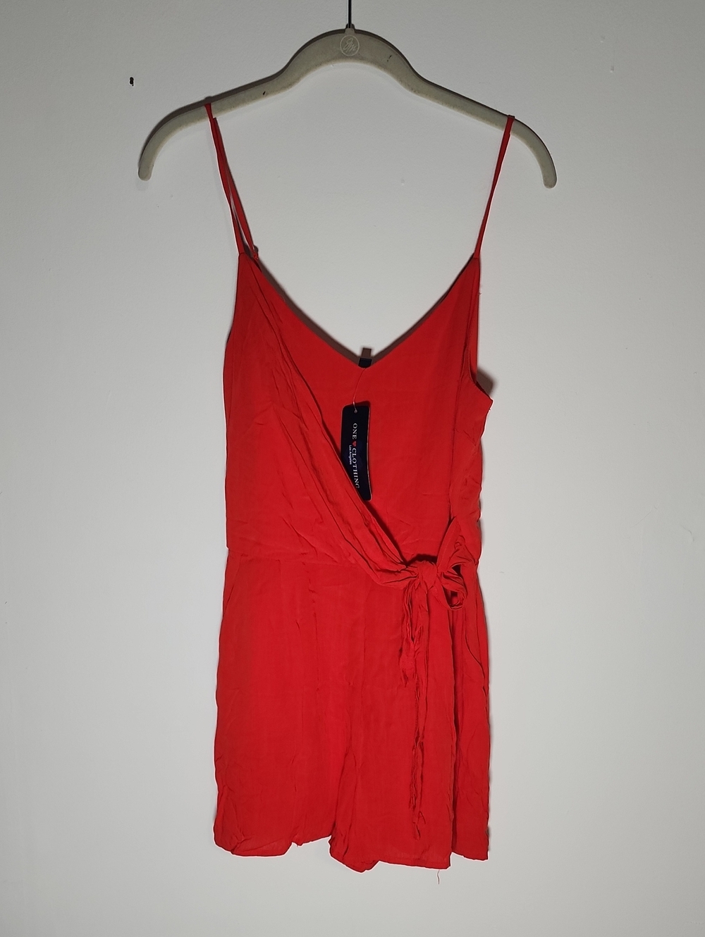 one clothing Bright Red Sleeveless Wrap-Front Tee